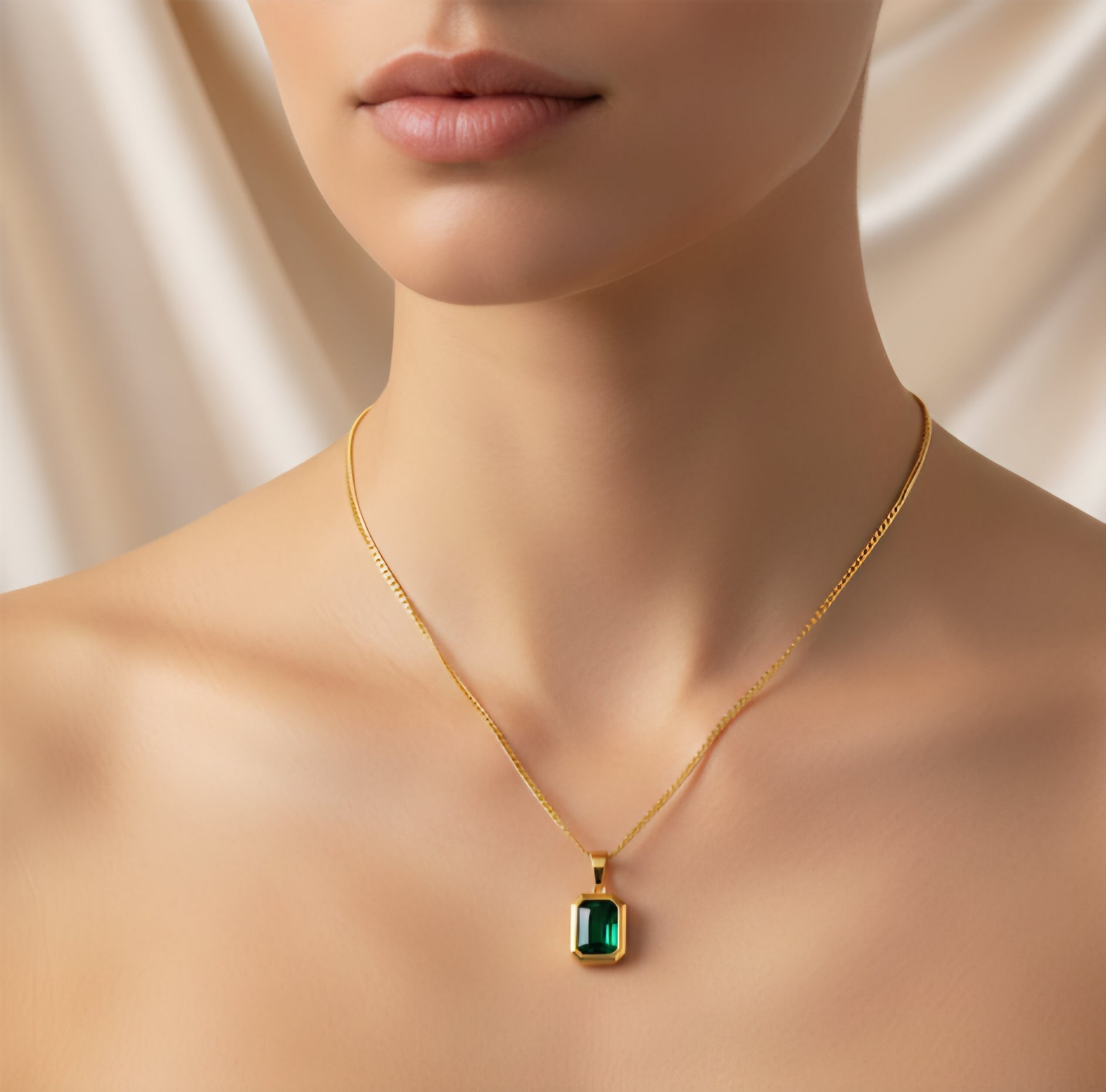 Emerald Rectangle Necklace