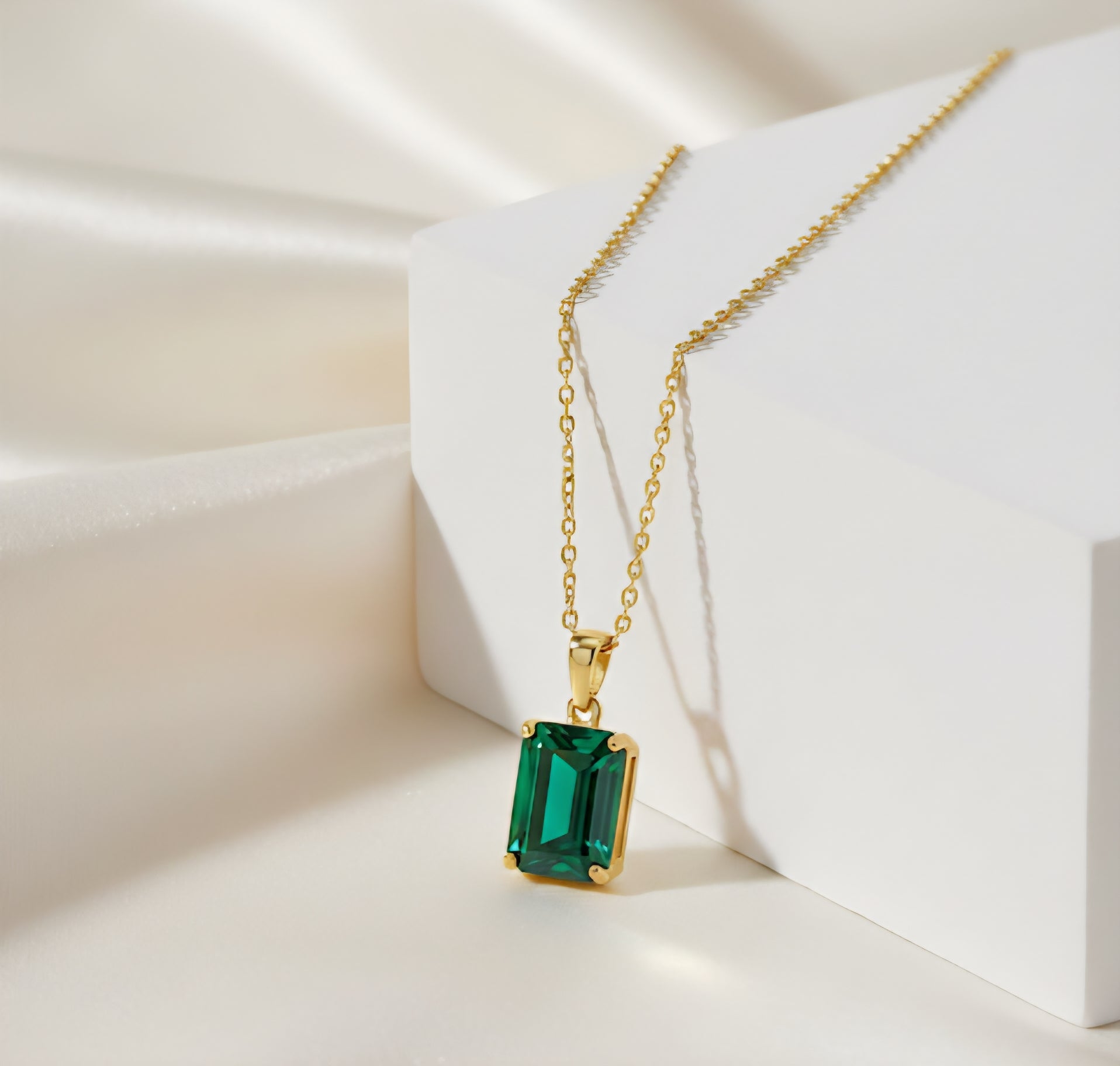 Emerald Rectangle Necklace