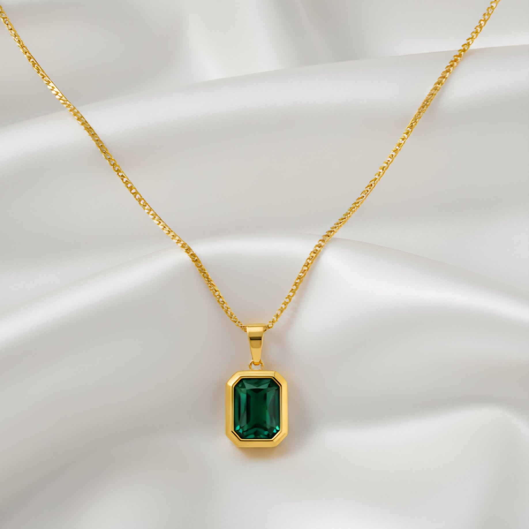 Emerald Rectangle Necklace