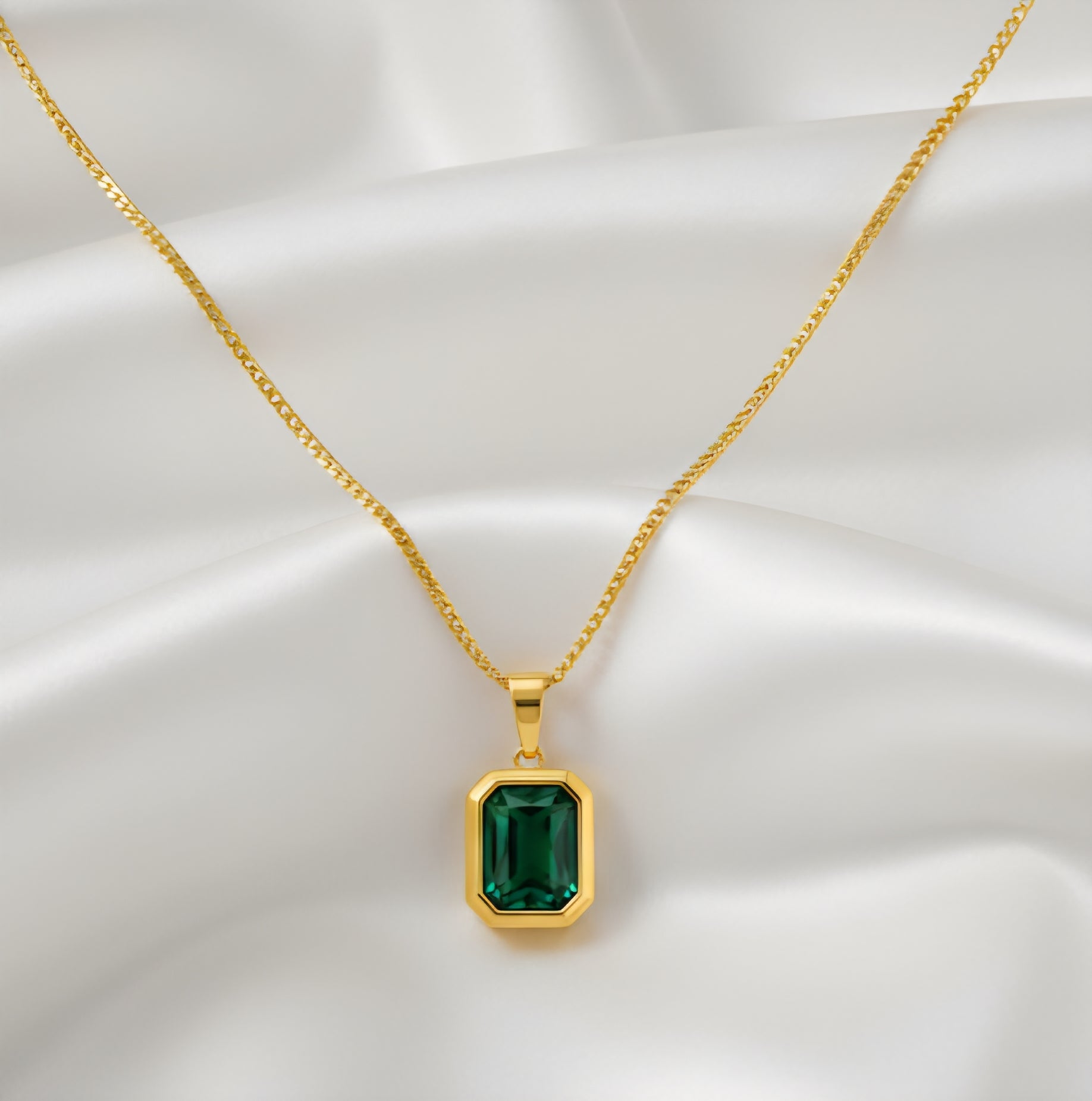 Emerald Rectangle Necklace