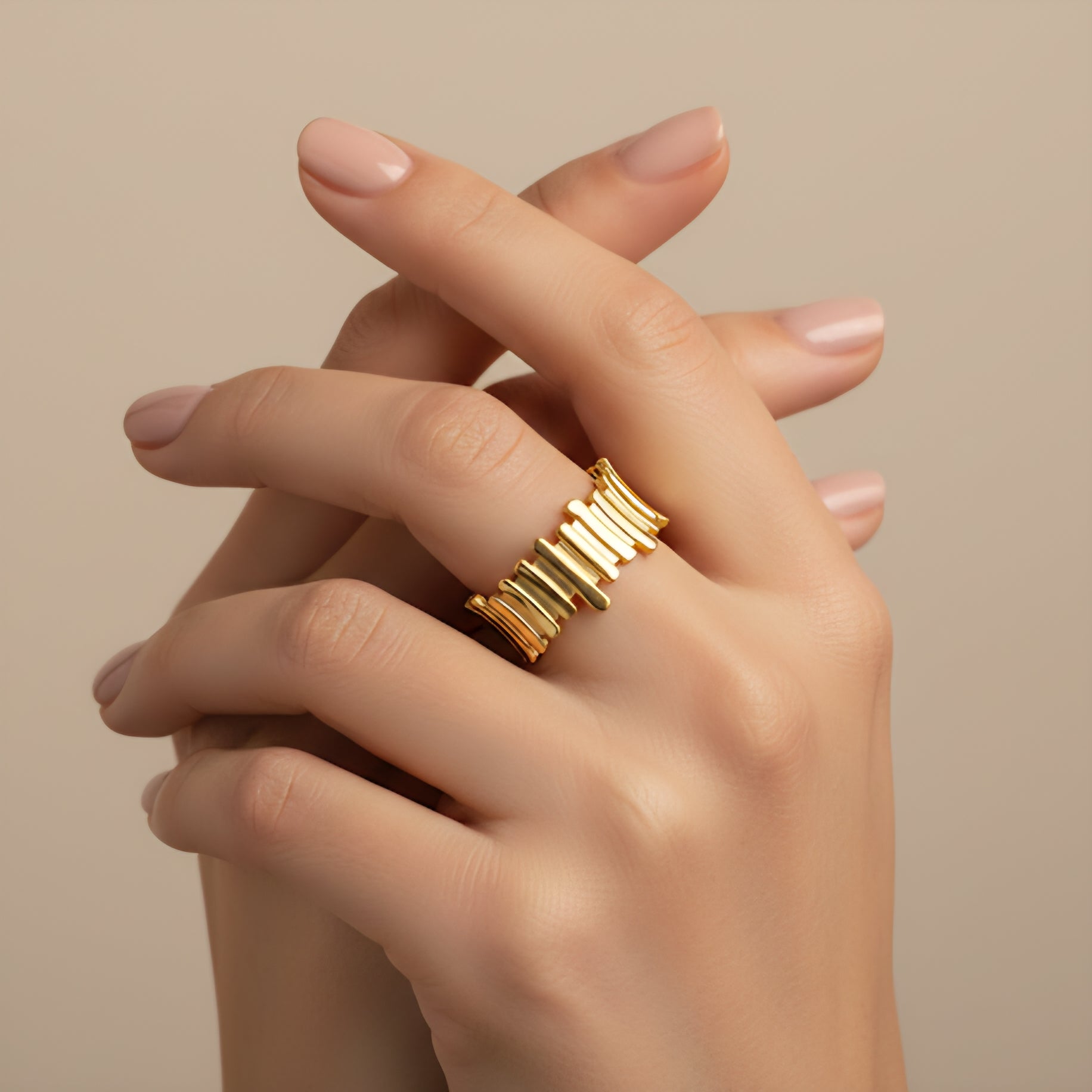 Ribbed Gold Ring