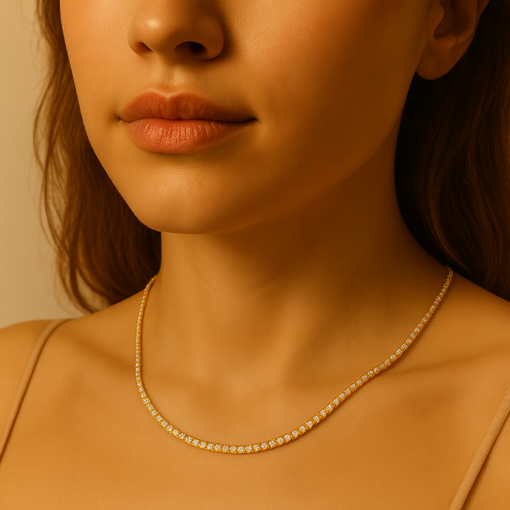 Iced Gold Tennis Necklace