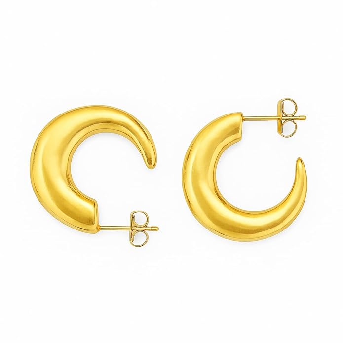 Crescent Bold Hoops