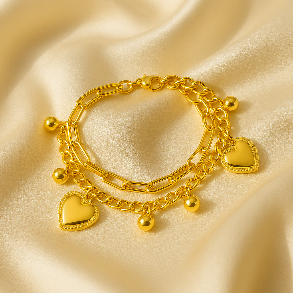 Golden Heartline Bracelet