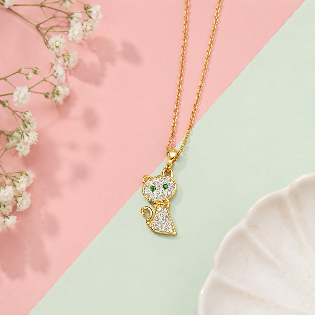 Emerald Cat Necklace