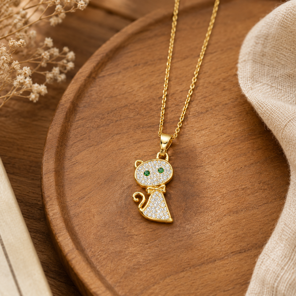 Emerald Cat Necklace