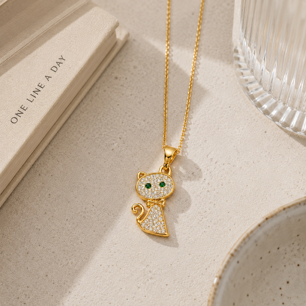 Emerald Cat Necklace