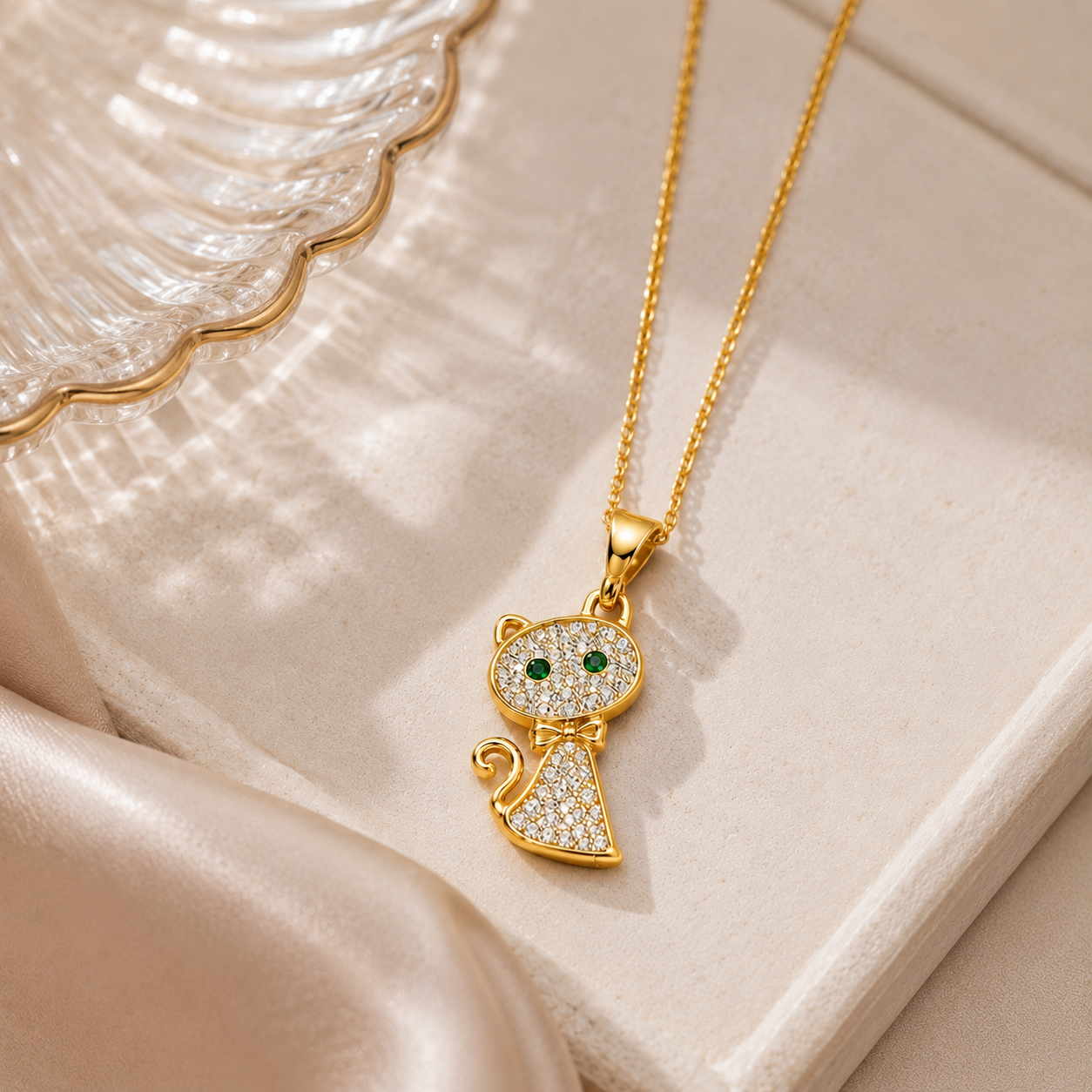 Emerald Cat Necklace