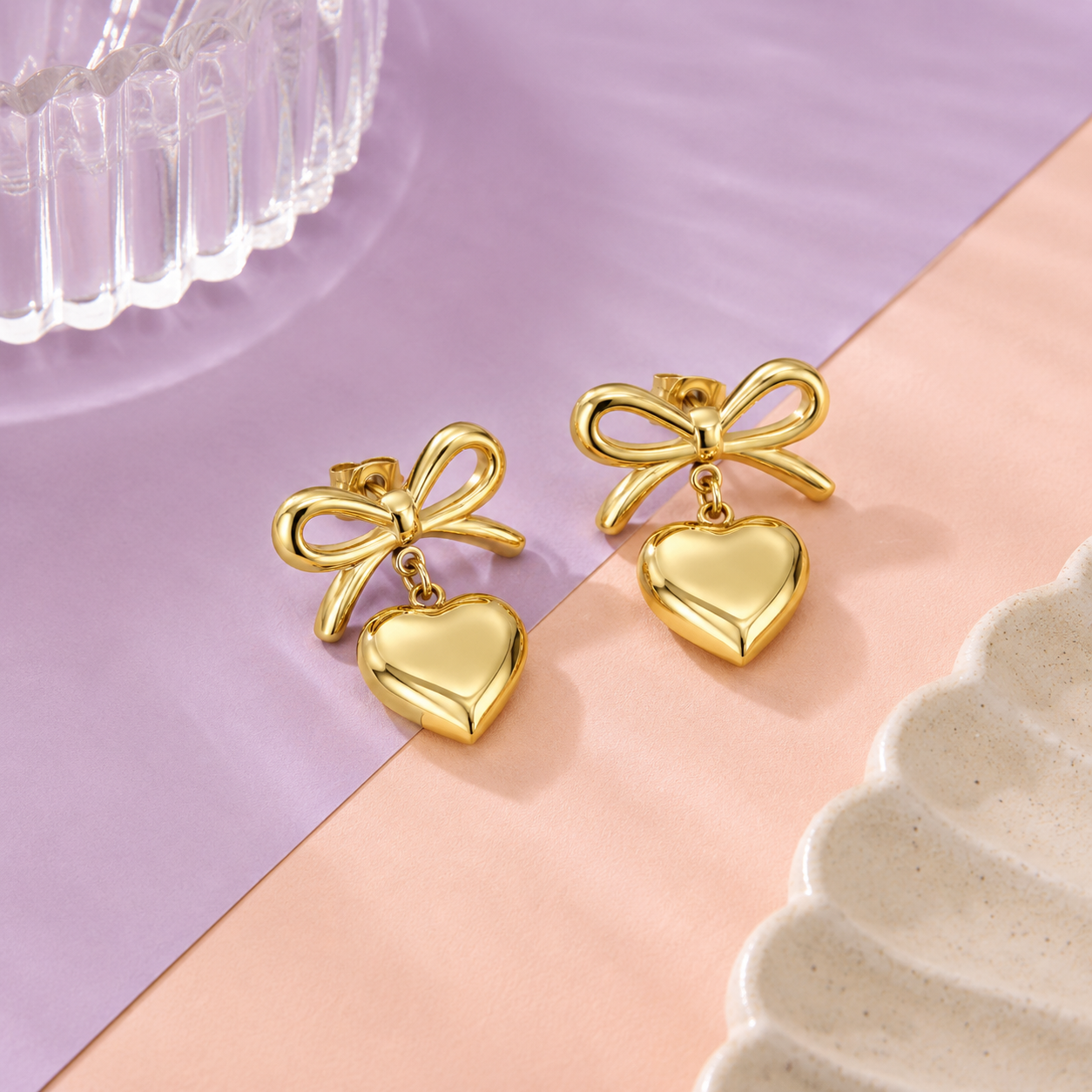 Luxe Bow Heart Earrings