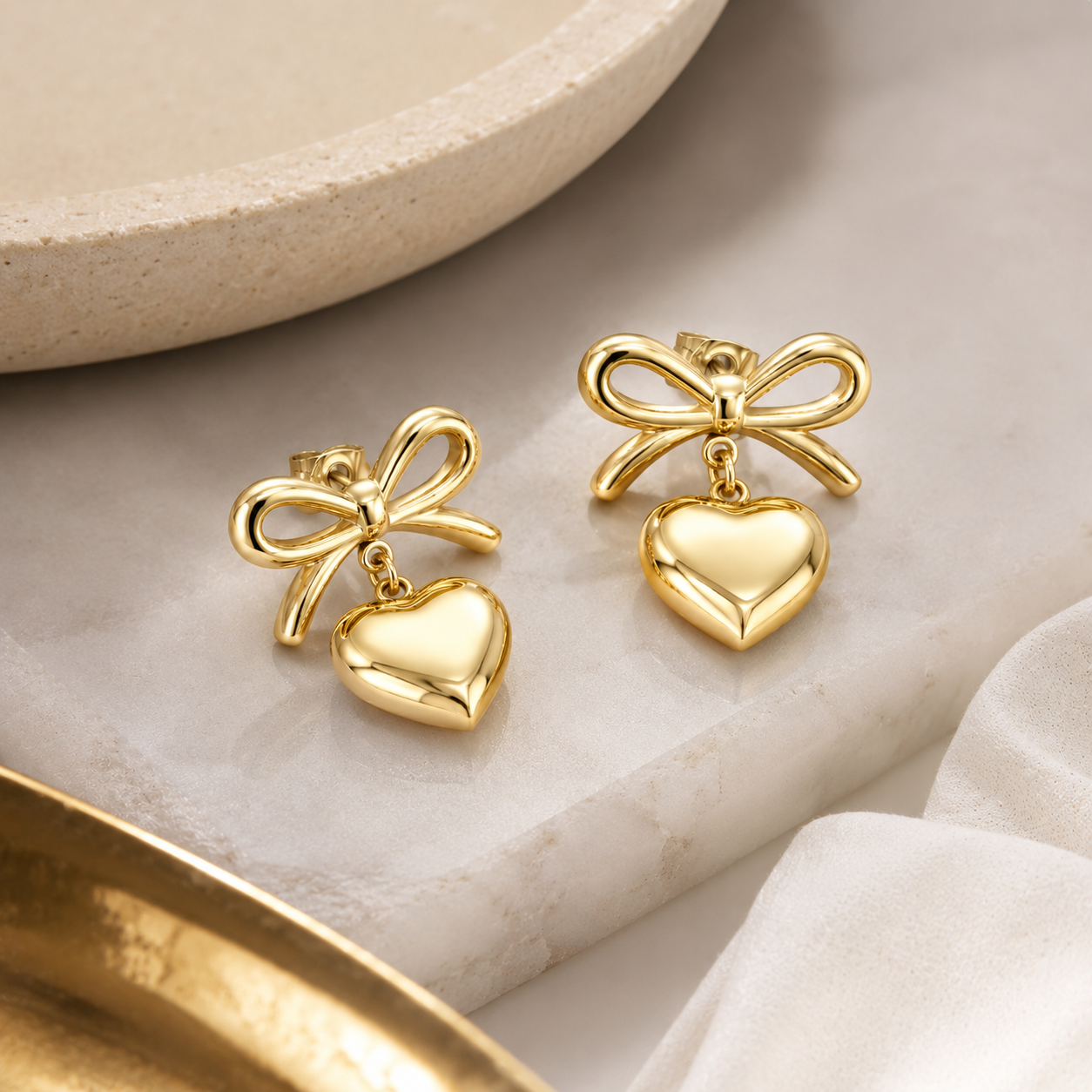 Luxe Bow Heart Earrings