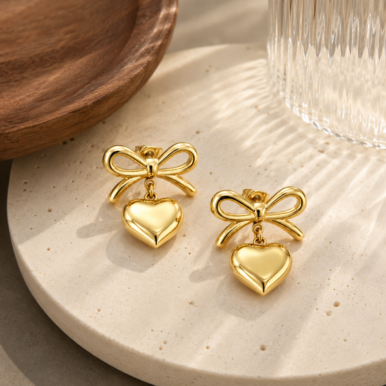 Luxe Bow Heart Earrings