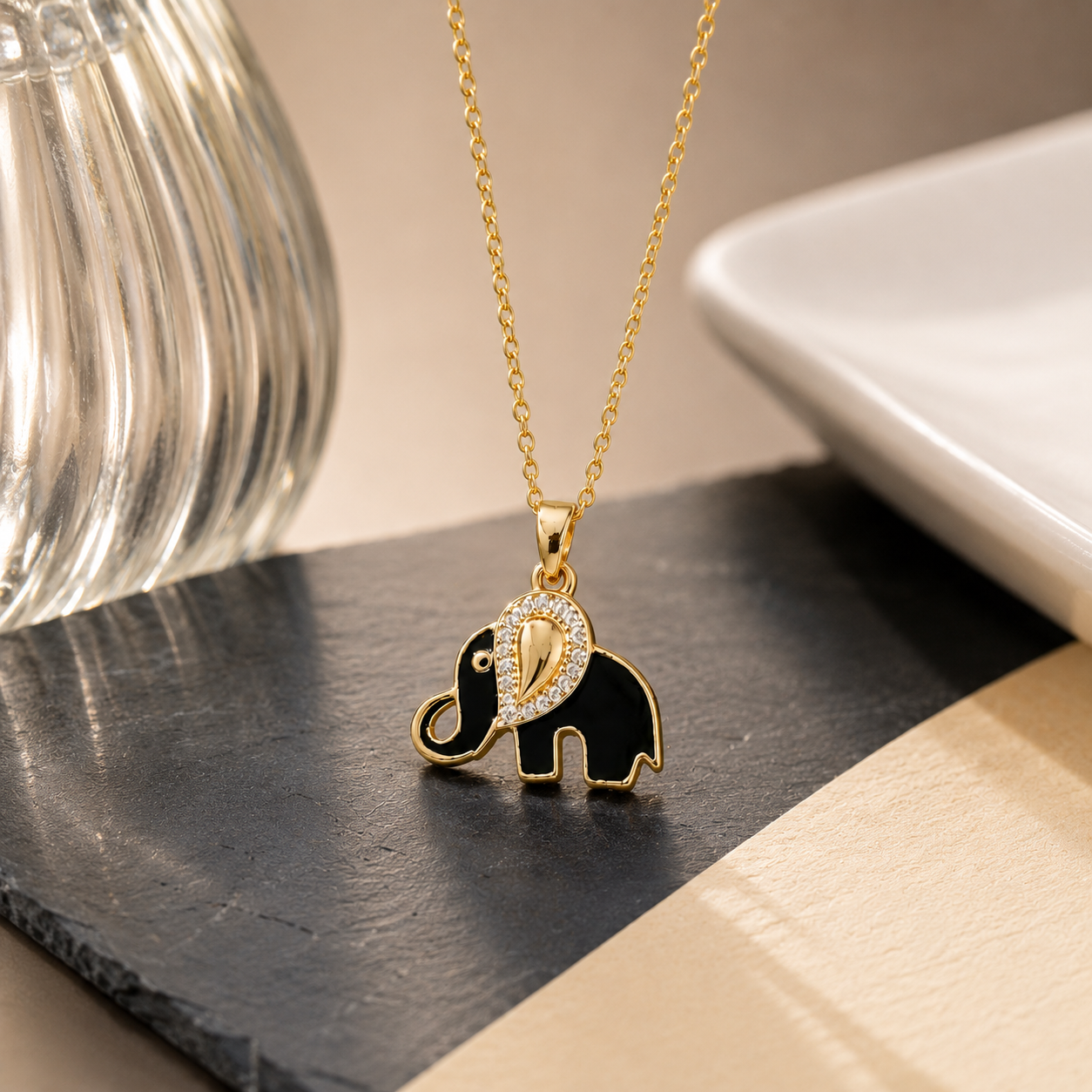 Midnight Elephant Pendant