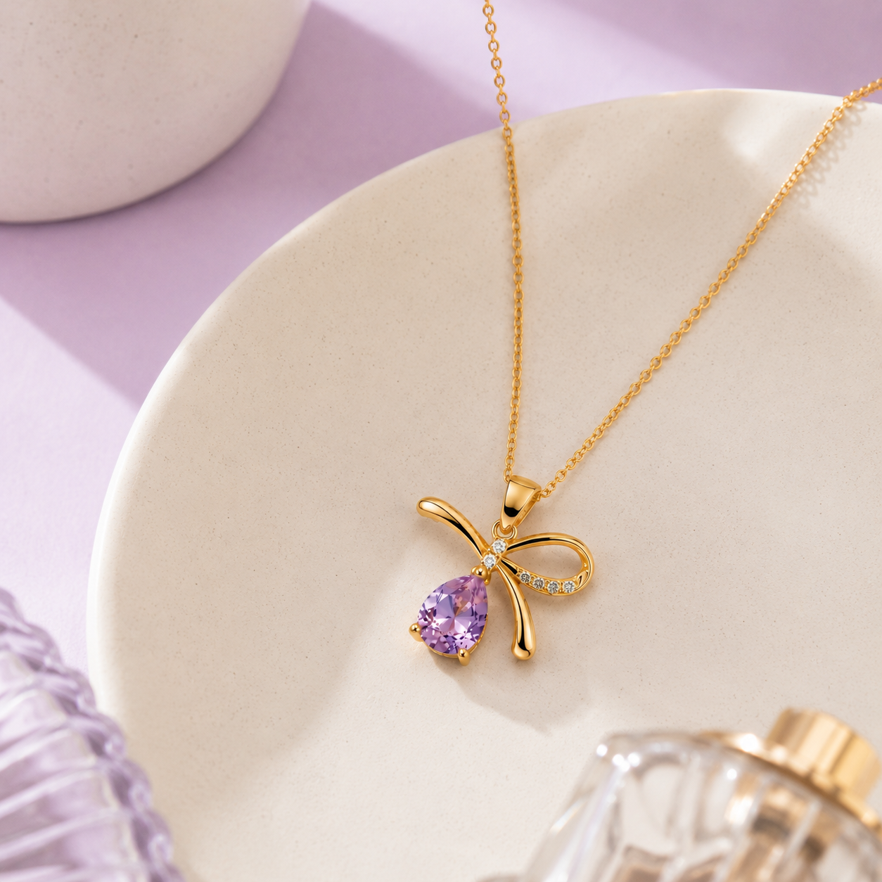 Rosy Bow Necklace