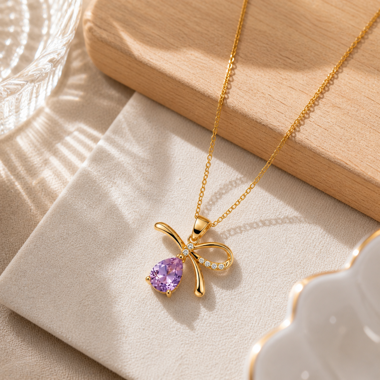 Rosy Bow Necklace