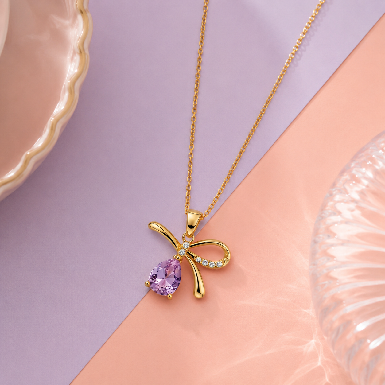 Rosy Bow Necklace