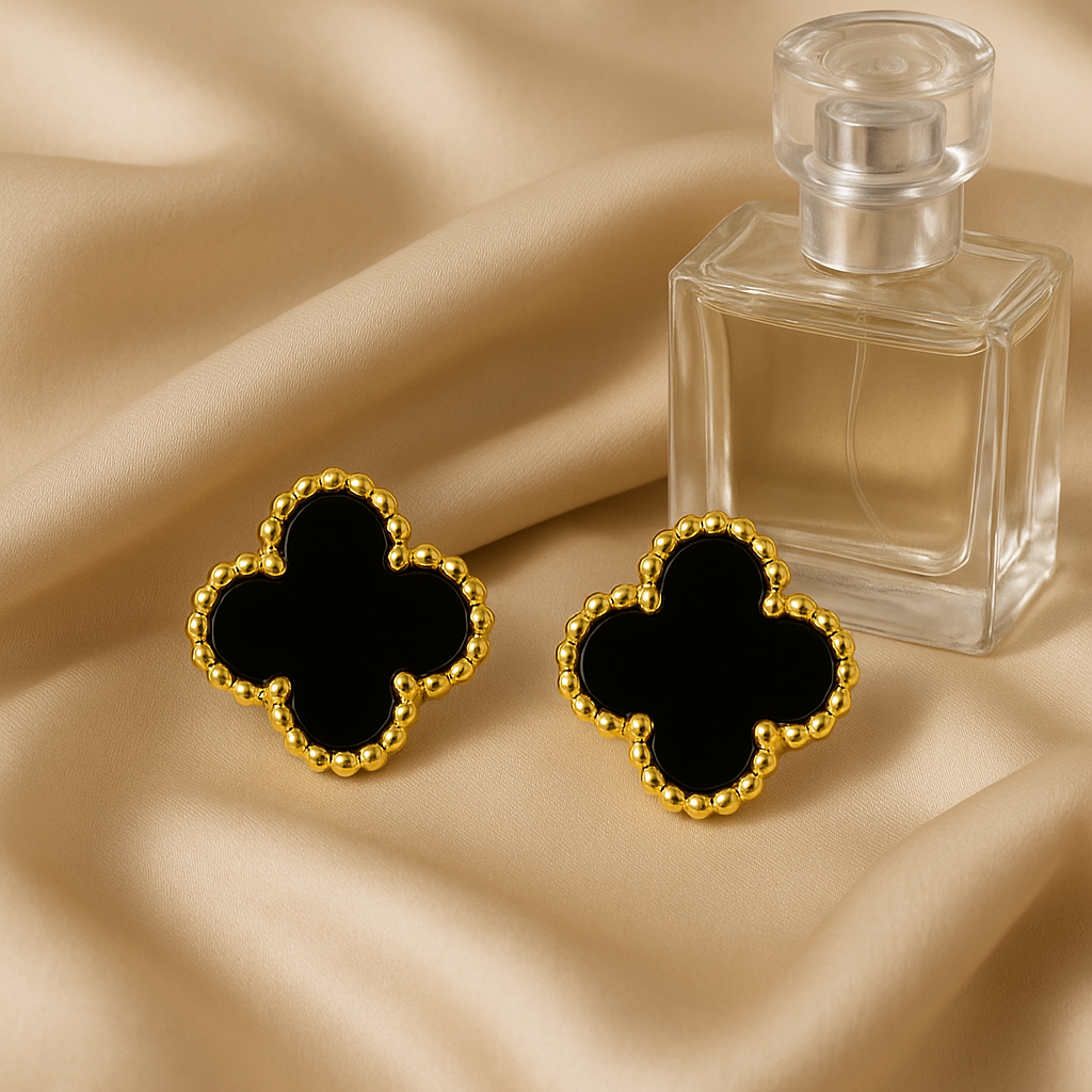 Noir Clover Studs
