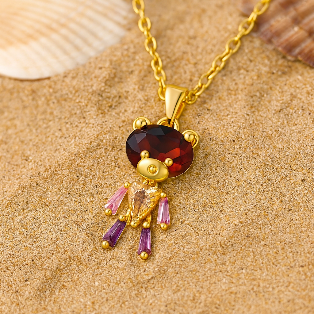 Rainbow Teddy Necklace