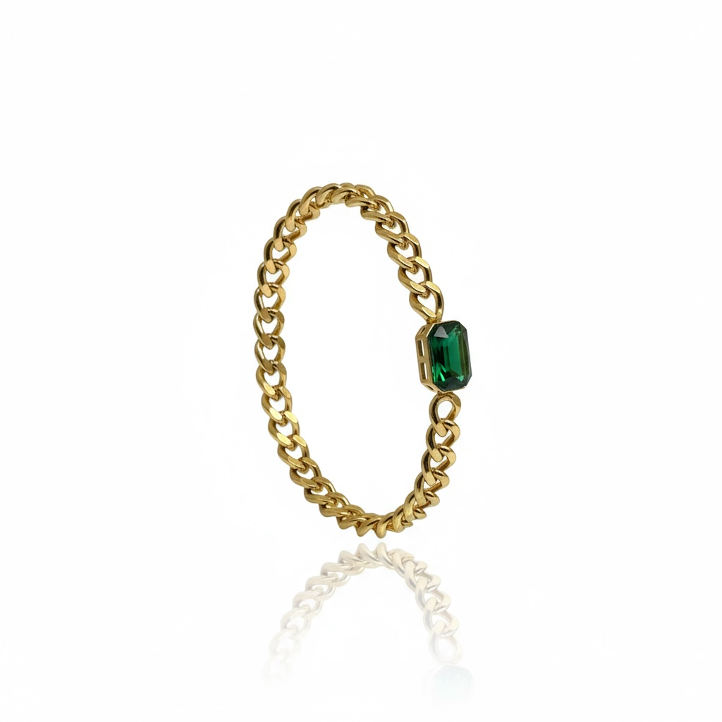Womens bracelet with Green Emerald stone