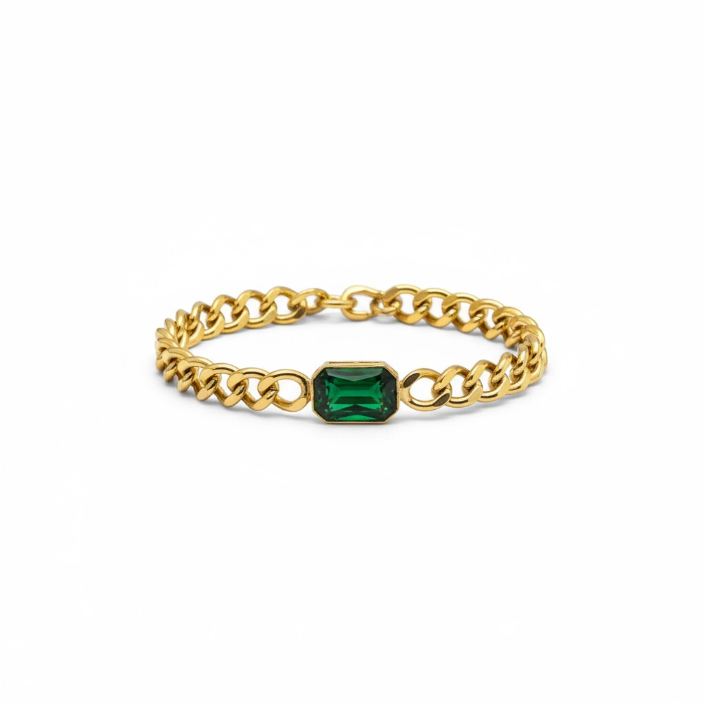 Womens bracelet with Green Emerald stone